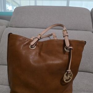 Michael Kors Tan Leather Tote with Gold Accents